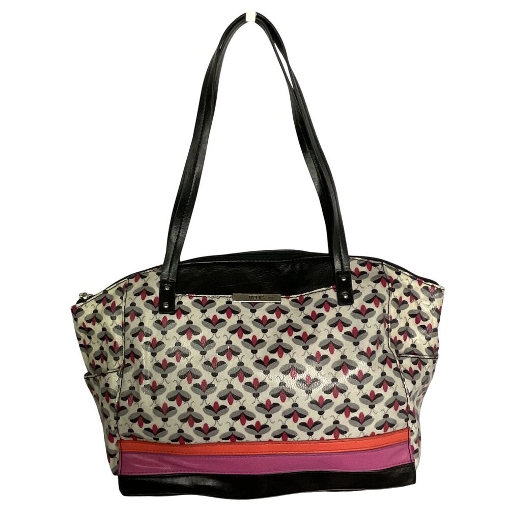 Relic Summer Insect Print Shoulder Bag Faux Leather Gray Pink Black Zip Pockets